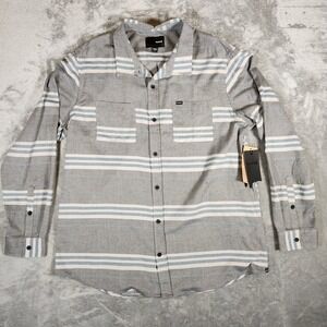 Hurley Long Sleeve Button Shirt XXL Striped‎ Armstrong Stretch Black/Gray NWT
